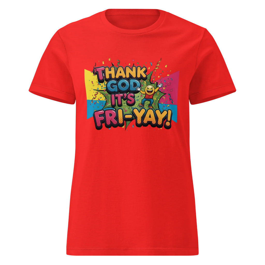 THANK GOD IT'S FRI-YAY women's t-shirt - Red / S - Printoo Shop - 3045472_22182