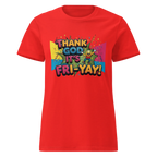 THANK GOD IT'S FRI-YAY women's t-shirt - Red / S - Printoo Shop - 3045472_22182