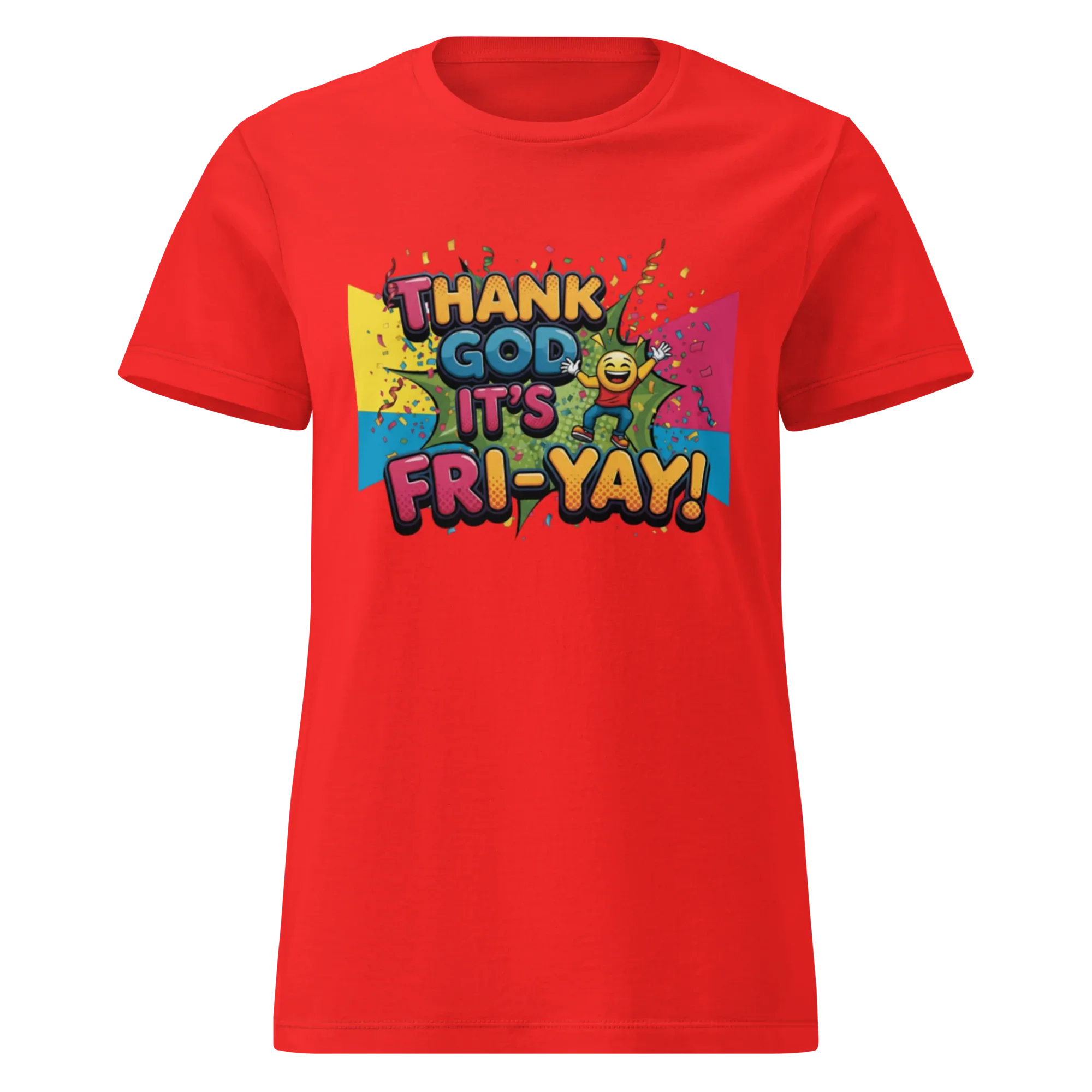 THANK GOD IT'S FRI-YAY women's t-shirt - Red / S - Printoo Shop - 3045472_22182