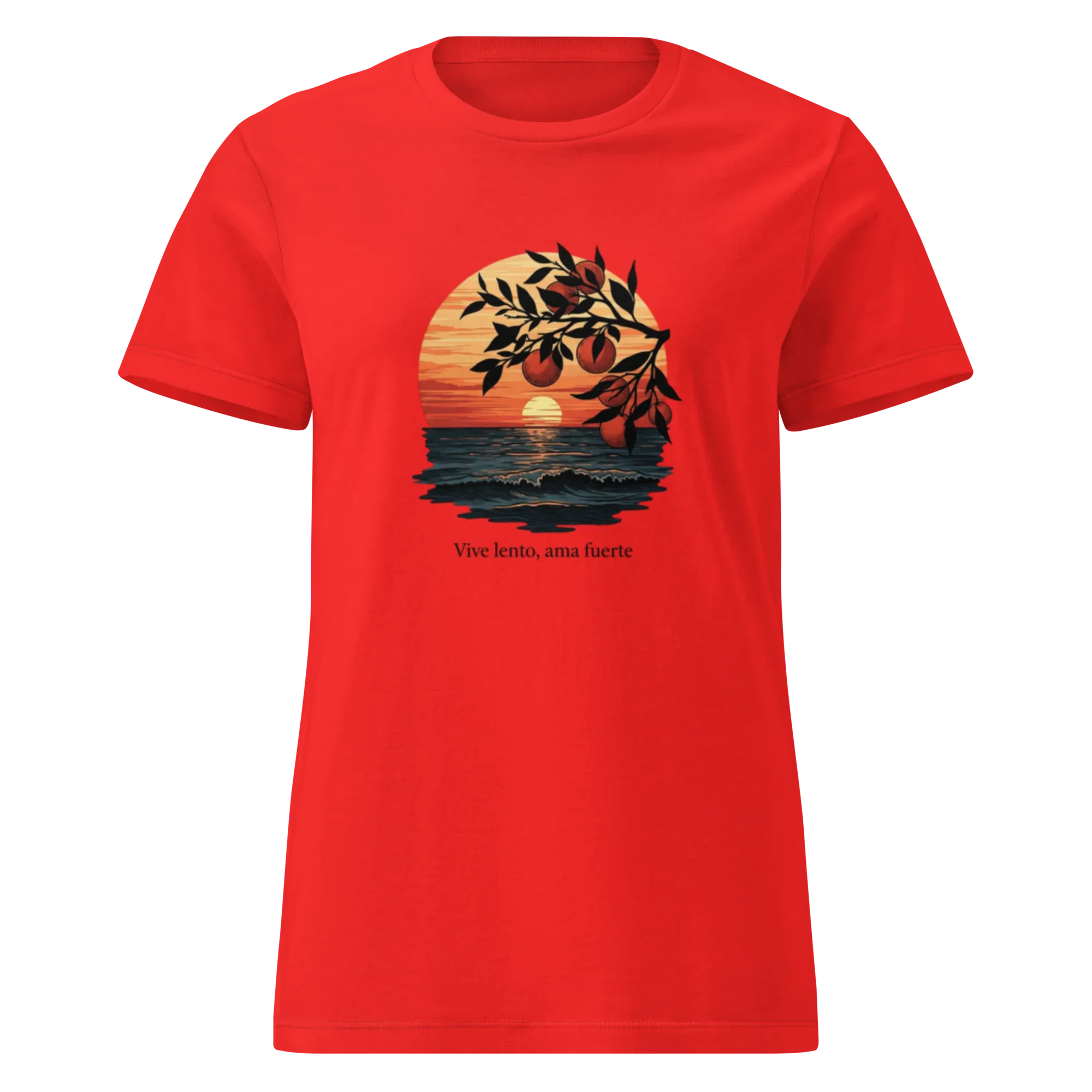 VIVE LENTO AMA FUERTE women's t-shirt - Red / S - Printoo Shop - 1737814_22182