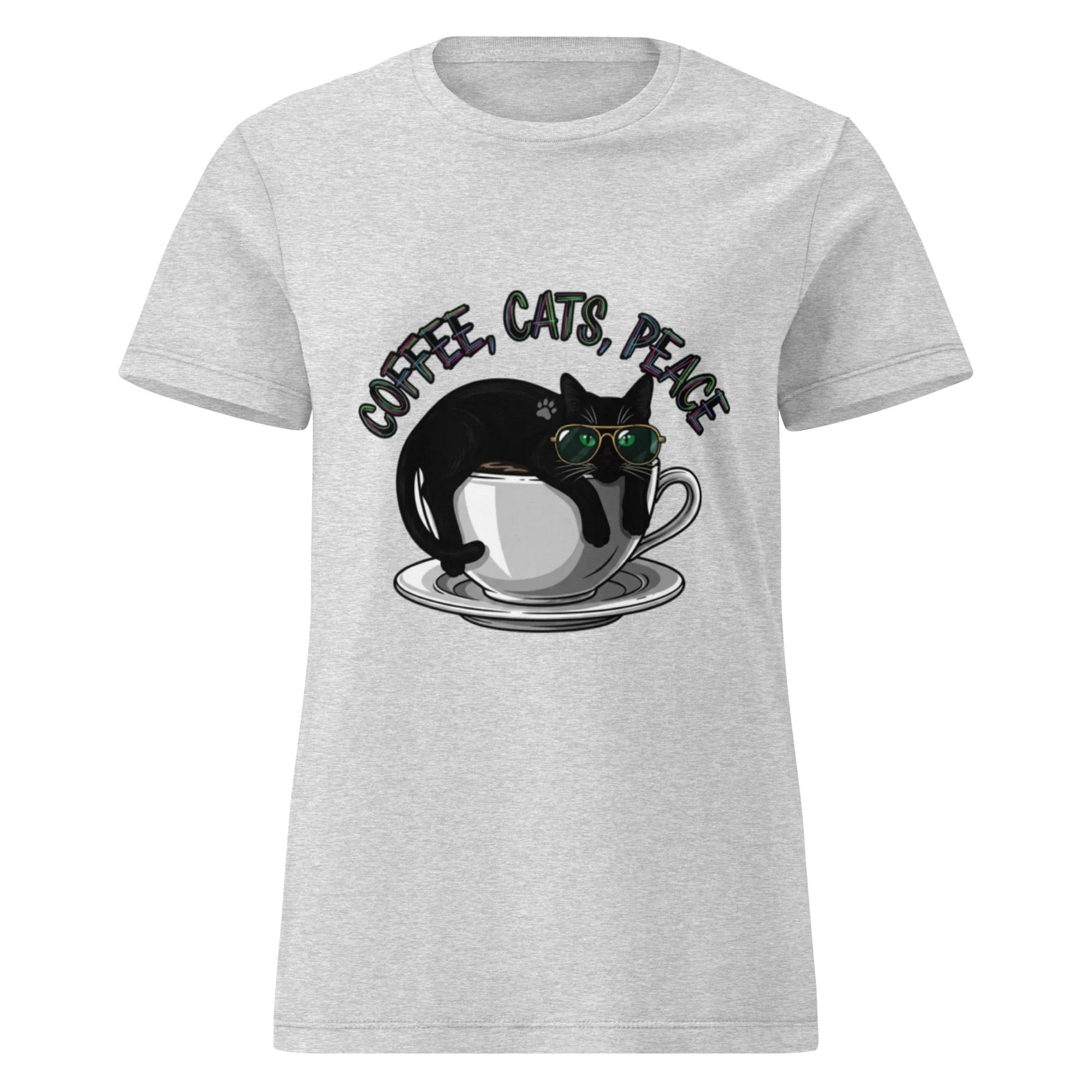 COFFEE CATS PEACE women’s t-shirt - Printoo Shop - - Cats t-shirt, t-shirt, unisex, Women's Basic Softstyle T-Shirt | Gildan 64000L