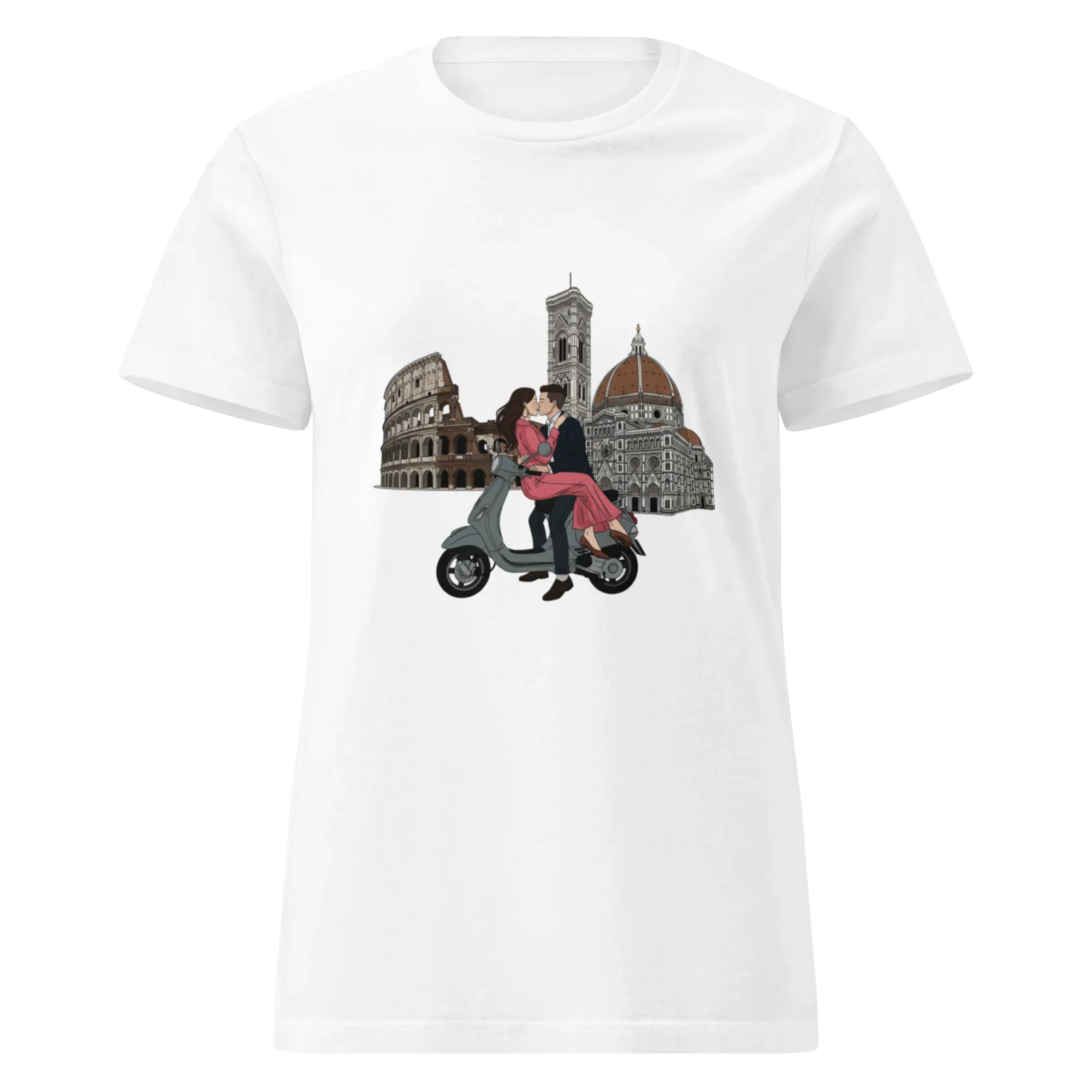 LOVING COUPLE ON A SCOOTER women’s t-shirt - - Printoo Shop -