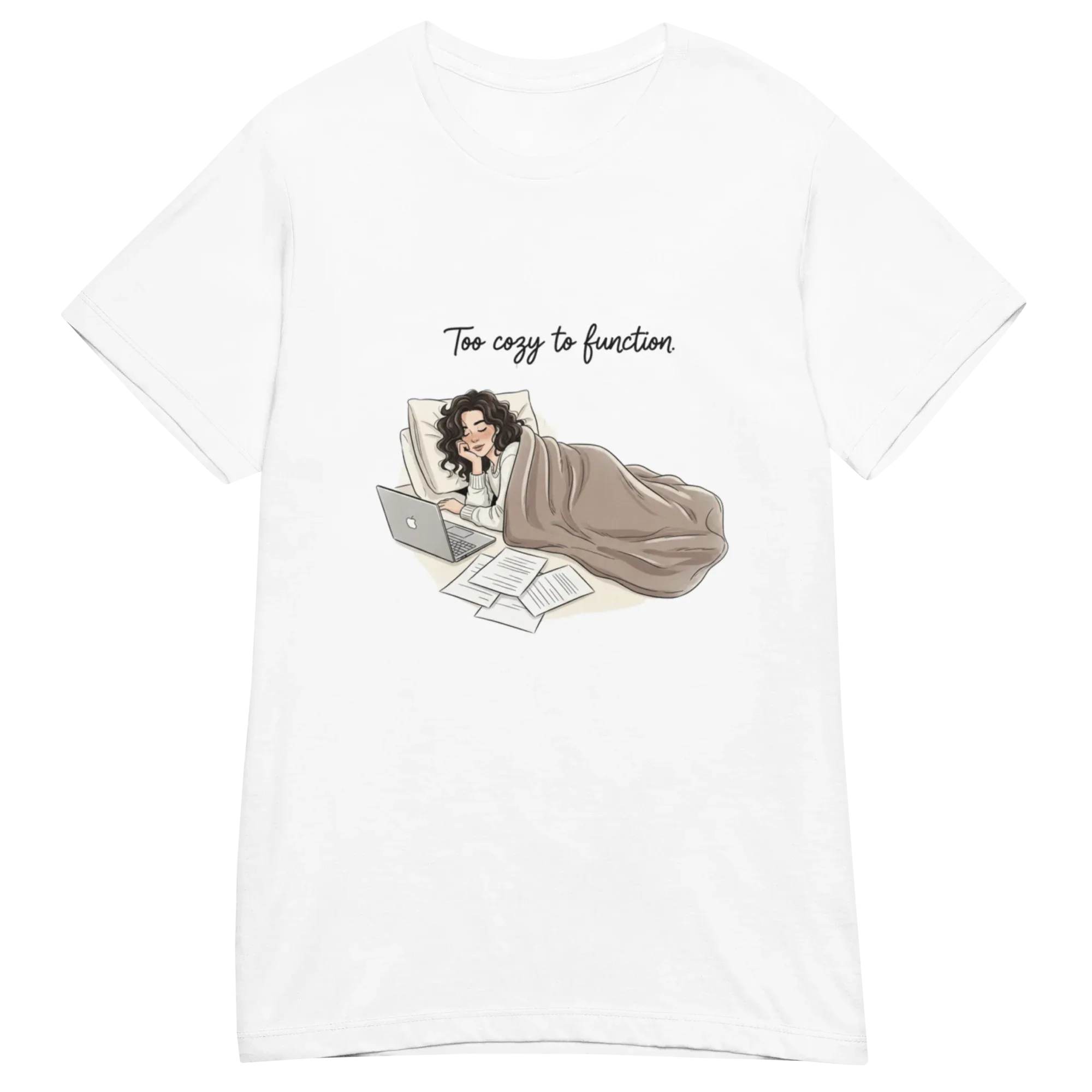 TOO COZY TO FUNCTION women's t-shirt - Heliconia / S - Printoo Shop - 4502510_22177