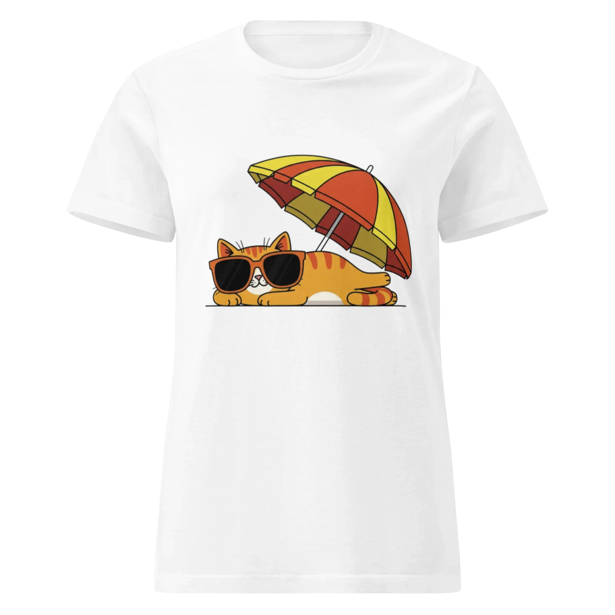 FUNNY SUMMER CAT women's t-shirt - White / S - Printoo Shop - 9640641_22184