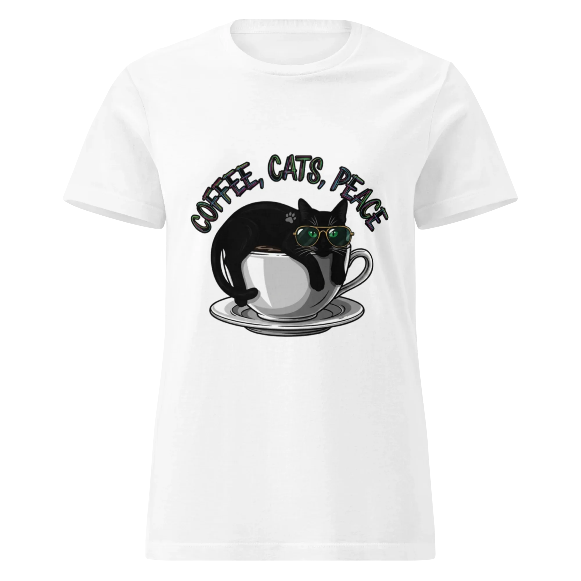 COFFEE CATS PEACE women’s t-shirt - Printoo Shop - - Cats t-shirt, t-shirt, unisex, Women's Basic Softstyle T-Shirt | Gildan 64000L